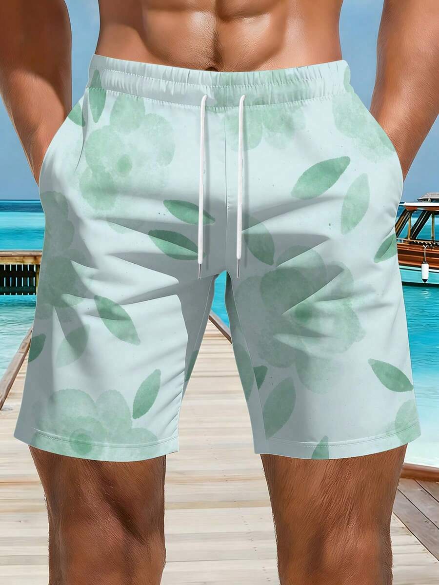 Mens Floral Print Beach Shorts - Swim Trunk Quick Dry のレビューと価格