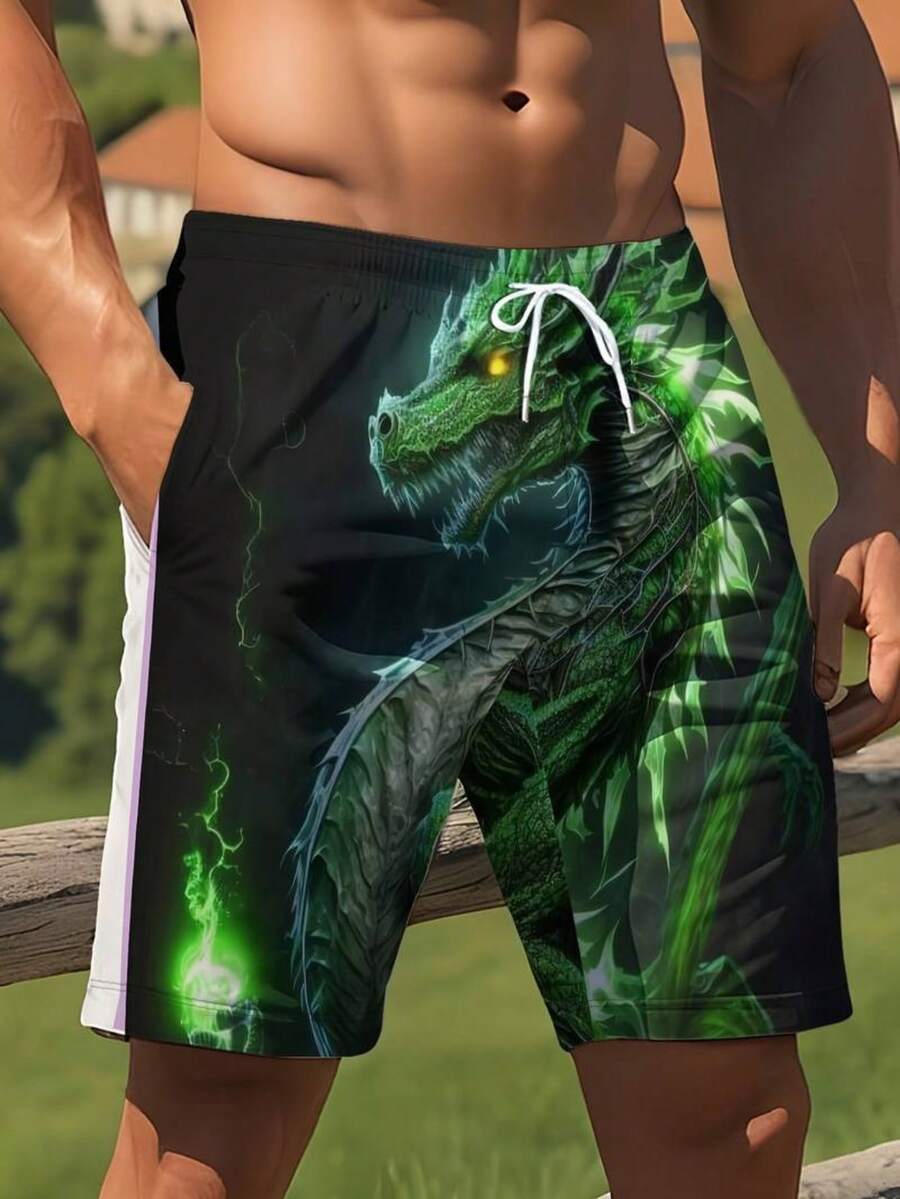 Mens Dragon Print Drawstring W - Swim Trunk Quick Dry のレビューと価格