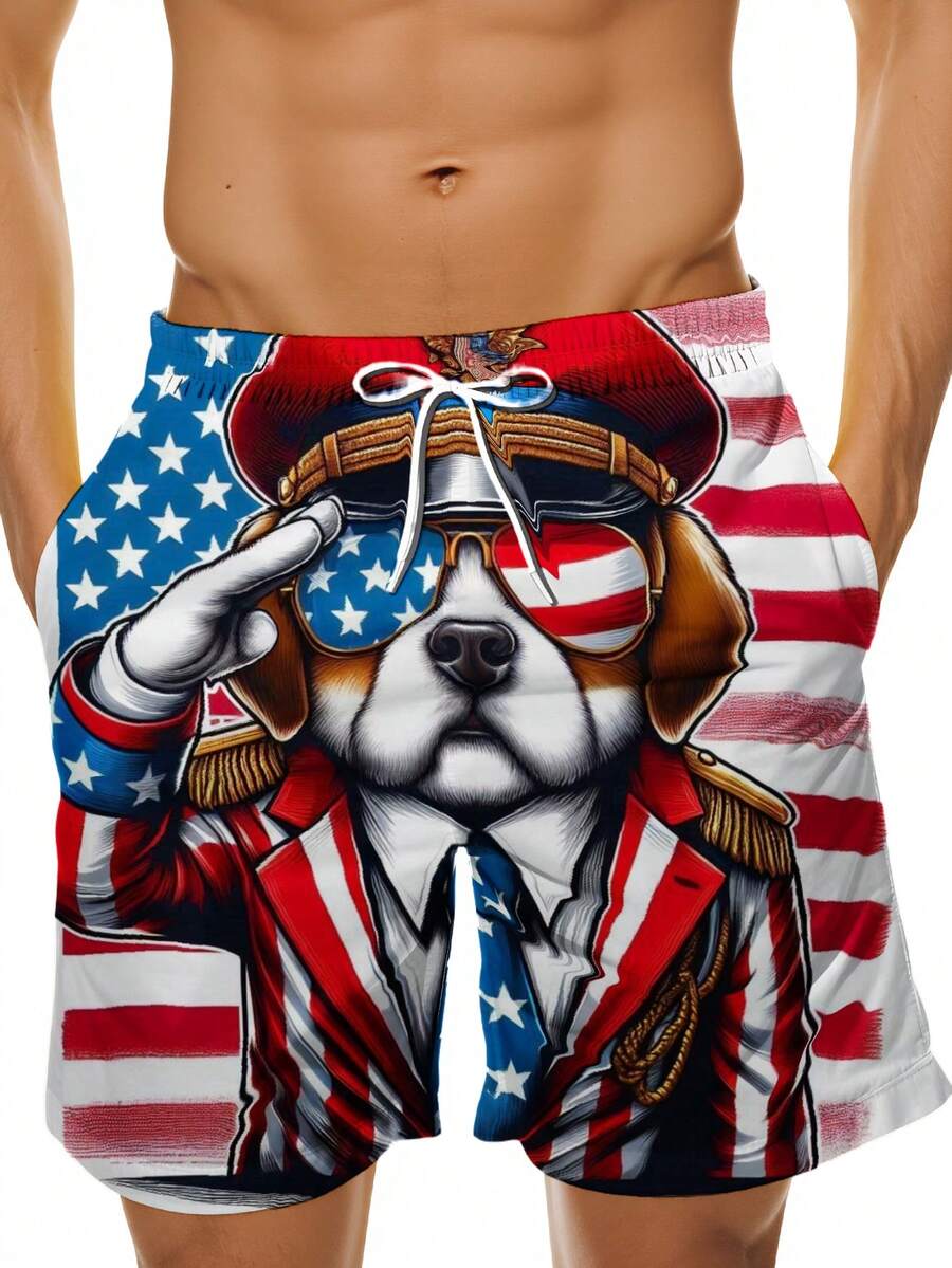 Patriotic Dog American Flag Sw - Swim Trunk Quick Dry のレビューと価格