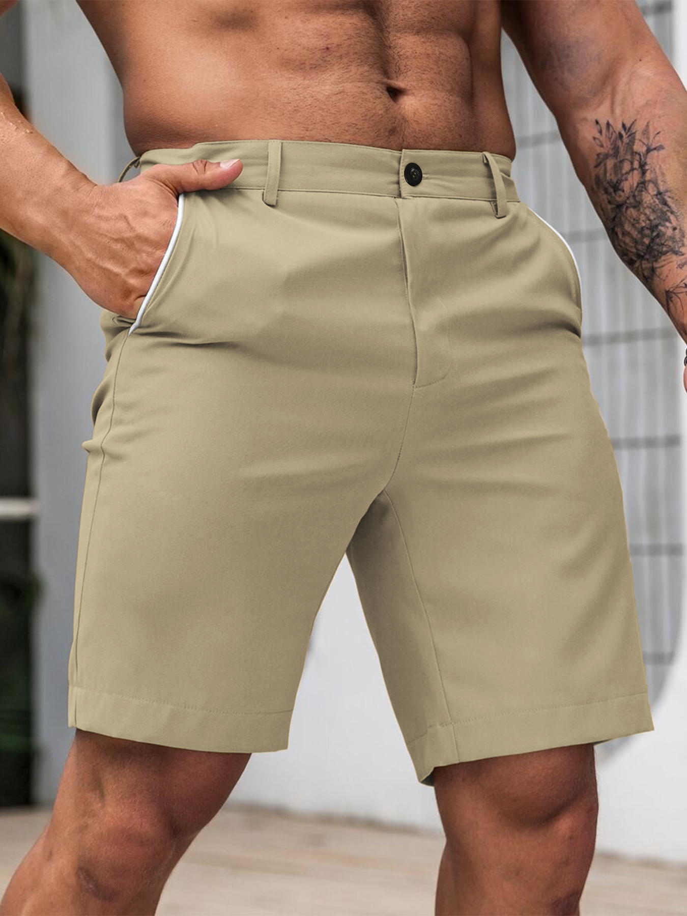 Men's Contrast Trim Chino Shor - Shorts Chino Slim のレビューと価格