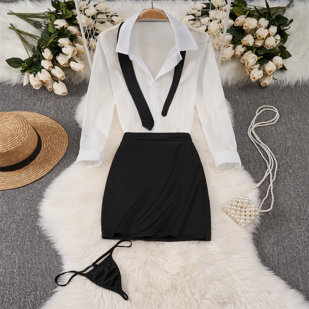 Sexy Transparent Long Sleeve S - Shirt Camp Collar のレビューと価格