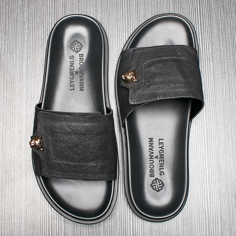2025 New Genuine Leather Slipp - Flip Flop Leather Men のレビューと価格