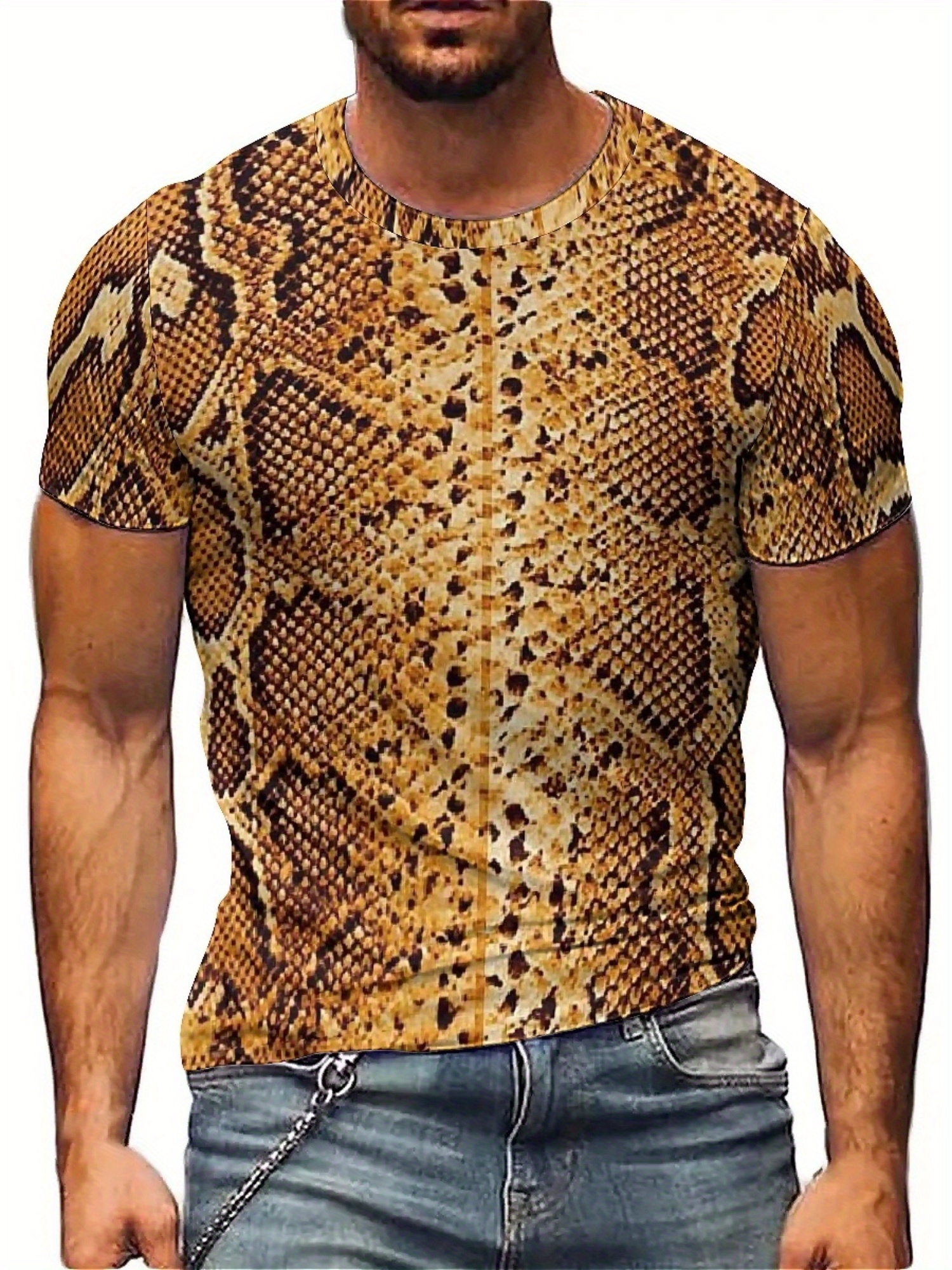 Men'S 3D Print Snake Graphic T - Tee Graphic Print のレビューと価格