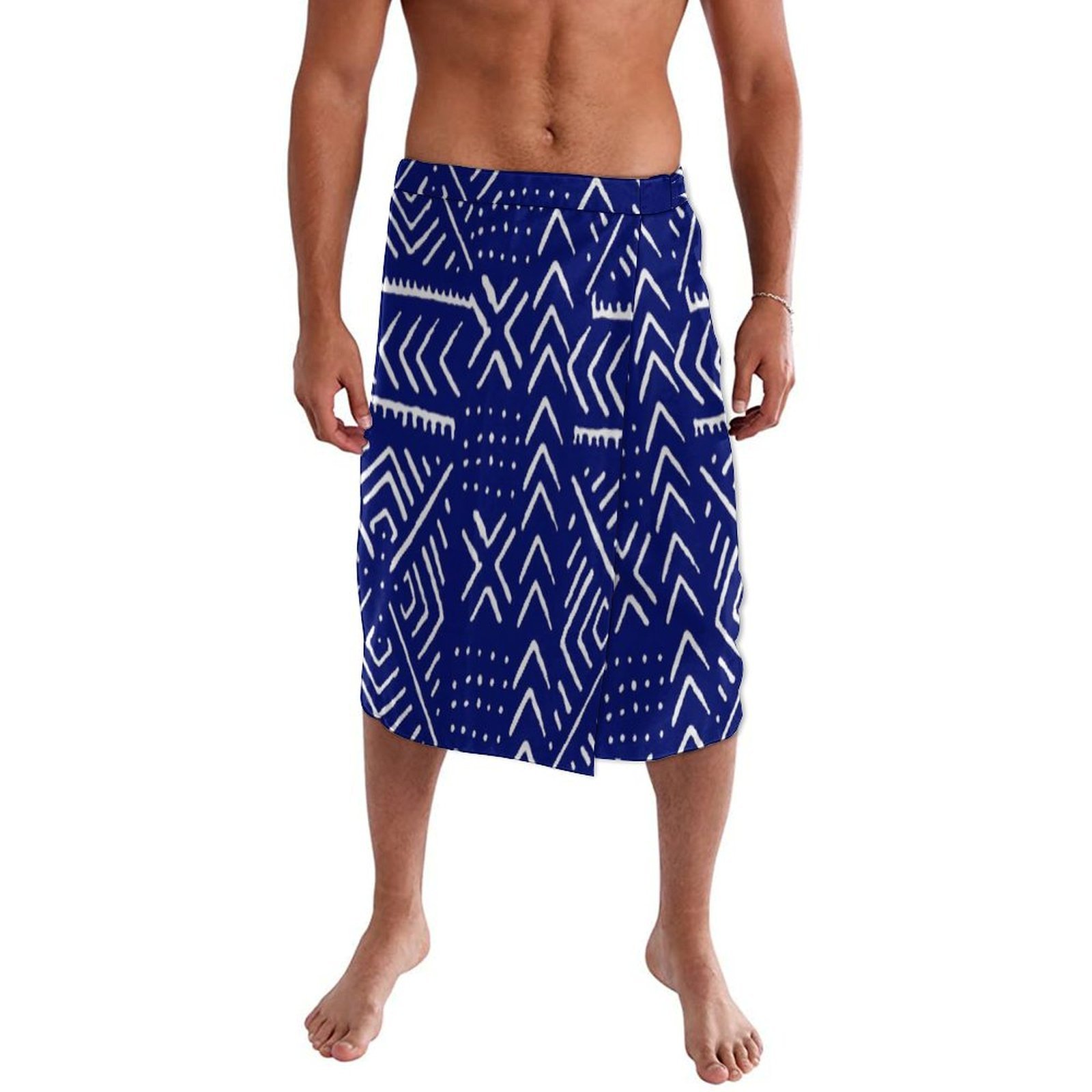 Blue Floral Polynesian Beach W - Sarong Men Wrap のレビューと価格