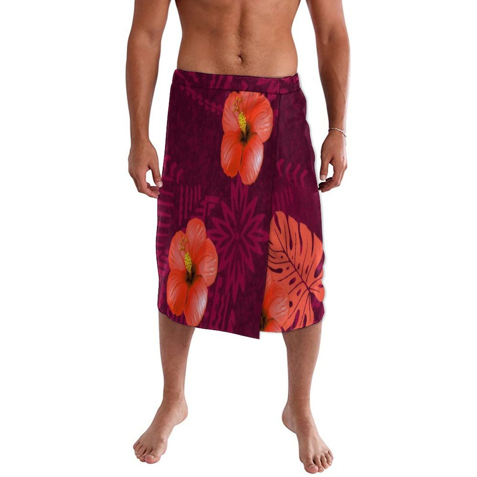 Blue Floral Polynesian Beach W - Sarong Men Wrap のレビューと価格