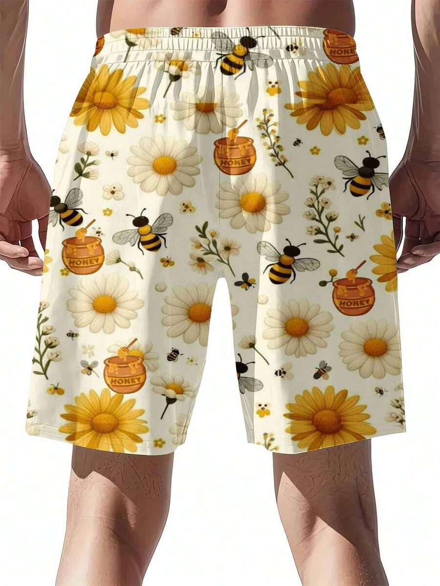 Mens Bee And Daisy Print Swim  - Swim Trunk Quick Dry のレビューと価格