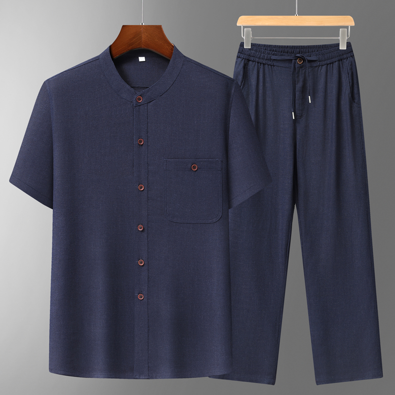 Men's Cotton Linen Tang Suit S - Short Linen Drawstring のレビューと価格