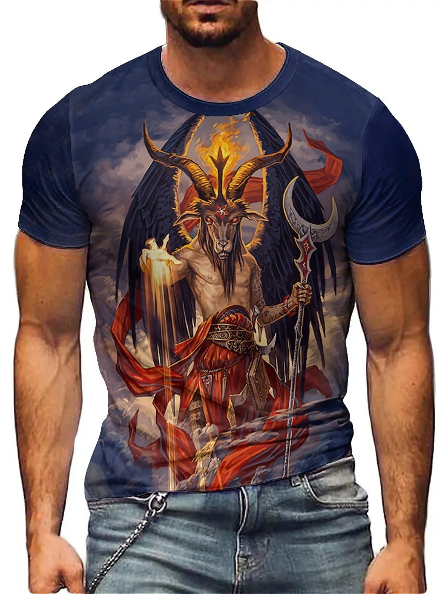 Men's 3D Demon Print T-Shirt | - Tee Graphic Print のレビューと価格