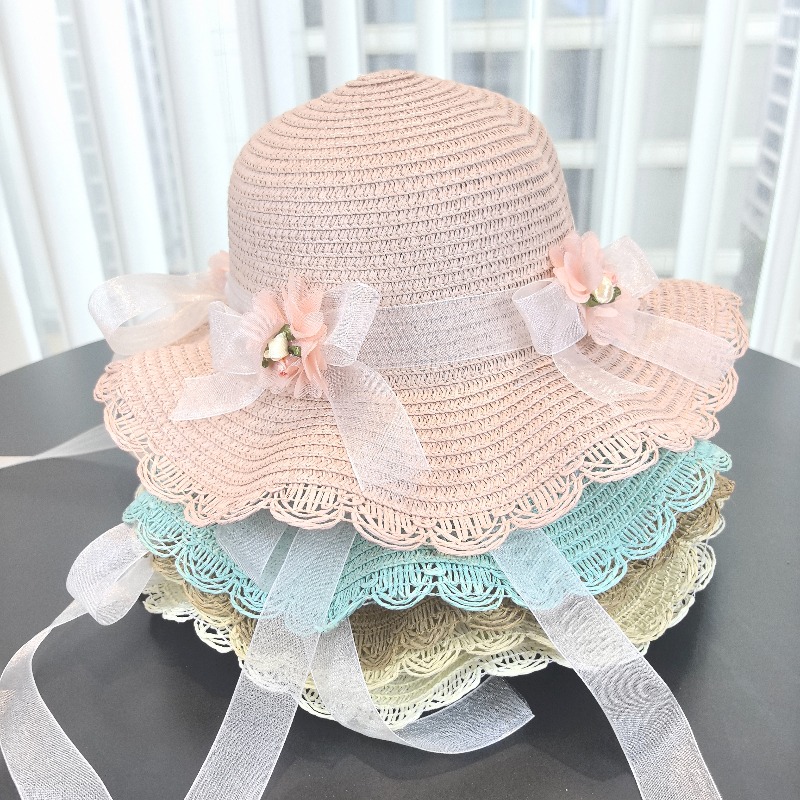 Girls 2pcs Straw Hat Solid Col - Bucket Hat Straw のレビューと価格